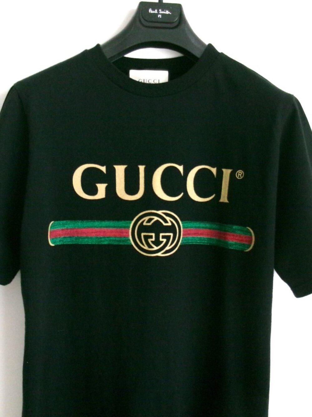 GG LOGO 100% COTTON T-SHIRT BLACK UNISEX Sz-O/S - Picture 2 of 7